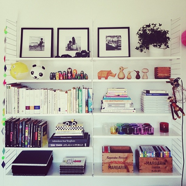 ESTANTE COM LIVROS, OBJETOS DECORATIVOS E PLANTAS